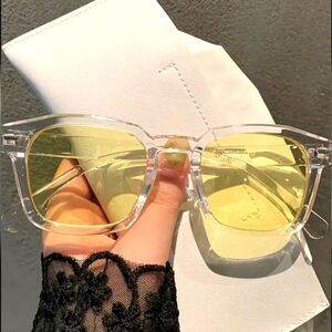 Retro unisex color block mirrored lens Sun Glasses